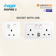 [SG Seller] Hager Inspire 2 High Quality Socket with USB [White/Noble Bronze/Knight Black/Elegant Go