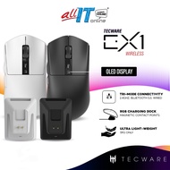 TECWARE EX1 Lightweight Wireless Gaming Mouse with Tri-Mode Connectivity, RGB Charging Dock, PixArt 