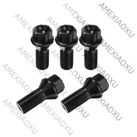 5Pcs M14 x 1.25 Black Wheel Locking Lug Bolt Nut Steel 36136781151 For BMW F30 F35 F10 F25 X3 E70 X5