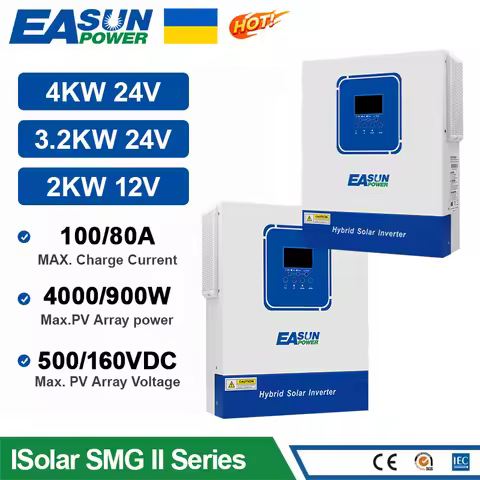EASUN POWER Solar Hybrid Inverter 4KW 3.2KW 24V 50Hz/60Hz Hybrid Inverter 2KW 12V 230VAC Pure Sine W
