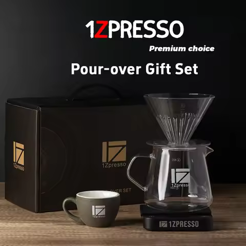 1Zpresso Pour-over Coffee Gift Set with Dripper, Sharing Pot, Digital Scale & Coffee Cup - Ideal for