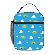 Green Aliens Kids lunch bag Portable School Grid Lunch Box Student with Keep Warm and Cold