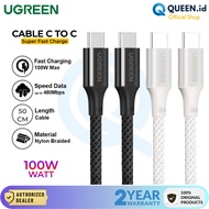 UGREEN Data Charger Cable 5A 100W 50CM USB TYPE C to C PD 3.0 QC Super Fast Charging Braided Nylon 3