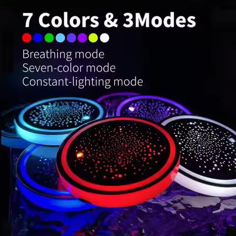 Cup Holder Lights Rechargeable 7 Color LED Light Up Pad Decoration For Car Truck Vehicle Interior At