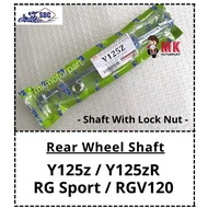 REAR WHEEL SHAFT With LOCK NUT Yamaha Y125z Y125zR Y125 / Suzuki RG110 RG Sport RGS RGV 120 Sap Roda Belakang