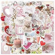 60pcs Coquette Stickers Cute Vinyl Laptop Stickers, Waterproof Aesthetic Stickers, Pink Sticker Pack