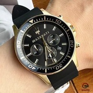 Maserati 瑪莎拉蒂手錶男 瑪莎 經典水鬼造型男錶 橡膠錶帶大直徑石英錶 六針防水男士腕錶 商務休閒通勤手錶R8871640002