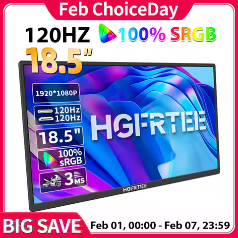 HGFRTEE 18.5inch Portable Monitor 120Hz RGB100% With VESA Hole & Back bracket Laptop Extended Displa
