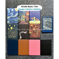 Leather Cover for Kindle Basic 2022/Basic 2024 (Kindle 11th) Model C2V2L3/RS23CV, Smooth/Patterned C