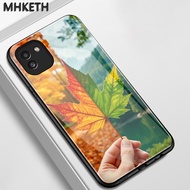 Case For Samsung A03 A02s A03s M02s F02s A02 M02 Maple Leaf Explosion Glass Phone