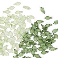 ELEGANT Green Transparent Leaf Shape Beads, Leaf Shape Transparent Green Acrylic Leaf Beads, Acrylic
