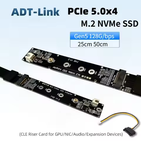 25cm 50cm for M.2 NVMe SSD FFC Extension Cable SSD Riser Card GEN5 for M2 NVMe Key M to PCI Express 