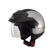 Original SGV Cruiser Visorex Helmet Separuh SIRIM Tengah Hitam Topi Dewasa Wanita ( Silver )