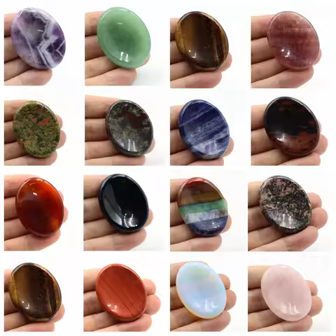 35x43mm Natural Stone Healing Crystal Worry Stone Oval Palm Thumb Stone Anxiety Relief Meditation En