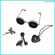 HO 4 Pcs Button Eyes Glasses Insect Hair Clip Keys Pendant Necklace for Halloween Cosplay Costume Ac