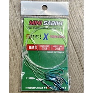 Bite Mini Sabiki / Handmade Apollo Bulu Hijau 7 mata Size #12 for Tongkol,Cencaru,Sagai dan lain-lai