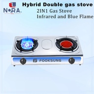 Dual Gas Stove Stainless Steel Infrared Burner Cooktop Gas