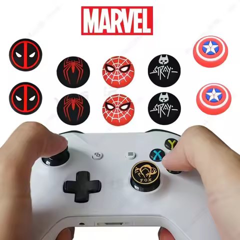 1pair Disney SpiderMan Deadpool Thumb Grip Cap Cover Playstation PS5 PS4 Xbox Series Cartoon Gameing