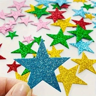 90pcs Christmas Star Stickers Glitter Foam Stickers Crafts Decals Star Foam Stickers Scrapbooking Gr