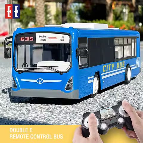 Double E 6Ch Rc Car Toys for Boys Remote Control Bus Open Door with Sound Light Children Gifts 2.4G 