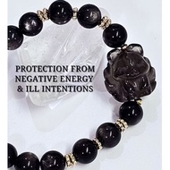 Nine Tail Fox Crystal Bracelet in Aquamarine Obsidian ( Success / Prosperity / 防小人 / 增人缘 / 挡负能量 )