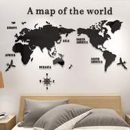 Nordic World Map Acrylic 3D Wall Decal Office Study Living Room Sofa Background Wall Decoration