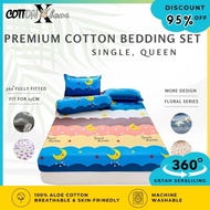 #75 D200-D229 Premium Fitted Bed Sheet Set/ Cadar Getah Keliling (Single // Queen