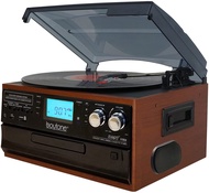 BT-22MS, Bluetooth Record Player Turntable, AM/FM Radio, Cassette, CD Player, 2 Built in Speaker, Ab