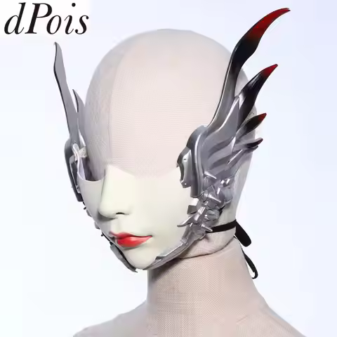 Women Halloween Cosplay Masquerade Mask Resin Self-tied Strap Design Half Face Cover Mask Party Perf