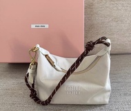 Miu Miu 白色手袋 迷你布袋 化妝包 Miu Miu Huada tweed texture lunch box bag miumiu handbag