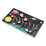 Wooden Solar System Cognitive Game Colorful Sun Earth Space 9 Planets Science Toys For Children Trai