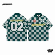 THE HUNDRED PERCENT " CHECKERED BOARD BOXY CROP POLO "