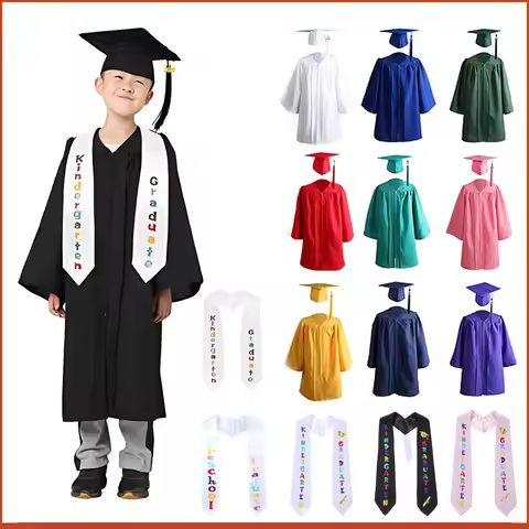 Graduation Dress Gown 2024 Graduation Cap Gown Clergy Robes Graduated Satin Sash Shoulder Straps Boy