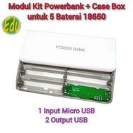 Modul Kit Powerbank DIY Dual USB Output Case Box 5 Baterai Holder