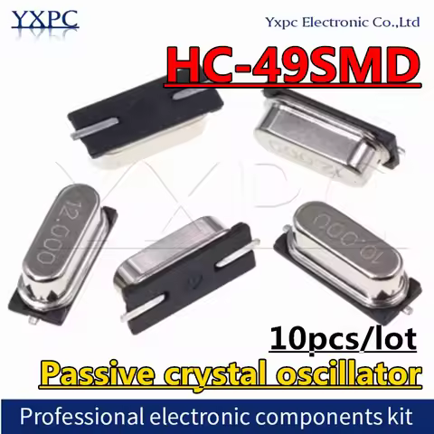10pcs 49SMD passive crystal oscillator 4MHZ 6MHZ 8MHz 12MHZ 11.0592M 16MHZ 20MHz 24MHZ 25MHZ 48M qua