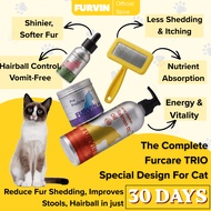 Furvin Cat Supplement Set | Salmon Oil + DMG + Probiotics (Shiny Coat, Hairball, Reduce Shedding)