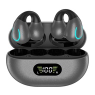 Open Ear Bone Conduction Headphones, Bluetooth Wireless Clip On Earbuds with Digital Display Chargin
