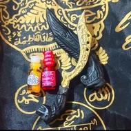 perlengkapan kris kujang kuningan rajah + siap pakai