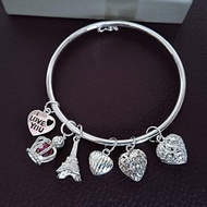 bangle and charms silver 925, bangle perak 925 dan charm, silver925 bangle and charms, plain bangle 