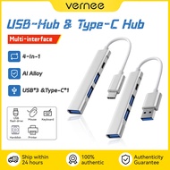 🔥SG Stock🔥 Type C USB Hub 4-In-1 USB C Adapter Hub USB-Hub＆ Type-C Hub Al alloy 3 UBS＆1 Type-C