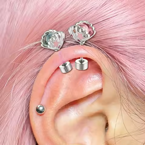 1PC Dopamine Seashell Helix Piercing Earrings For Girls Women Cartilage Ocean Style Ear Pierced Eari