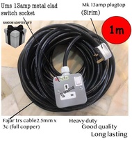 (READY STOCK)(0.5-15m) HEAVY DUTY TRS Cable Ums 13amp single metal clad switch c/w fajar 2.5mm x3c t