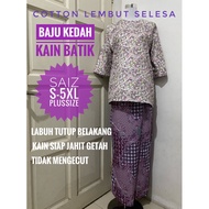 Baju Kurung Kedah Cotton Kain Batik / Baju Kedah / Baju Opah / Kain Lipat Batik / Plus Size / Baju R