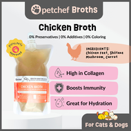 Petchef Chicken Broth for Cats & Dogs - 100% Natural Ingredient - High in Collagen - Made from Chick