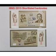Commemorative Note Singapore 50 Dollars Polymer IBNS-2015 Shortlisted banknotes UNCIRCULATED