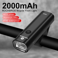 # Baijia Yipin # ROCKBROS 400Lumen ไฟติดรถจักรยานชุดไฟหน้ารถจักรยานไฟ LED ชาร์จ USB ได้2000MAh กันน้ำอุปกรณ์เสริมสำหรับไฟหน้าจักรยาน