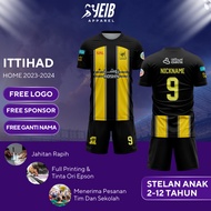 AL ITTIHAD HOME KIDS FOOTBALL JERSEY 23-24 ARABIC LEAGUE PREMIUM QUALITY CUSTOM NAME FOOTBALL JERSEY