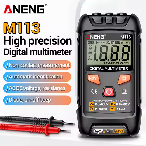 ANENG M113 Digital Multimeter Auto Range NCV Auto Identify Volt Res Buzzer Data Hold 1999 Counts Ele