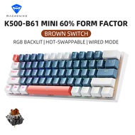 Machenike K500 B61 Wired Mechanical Keyboard 61 Keys Hot-Swappable Transparent PC Keycaps RGB Backli