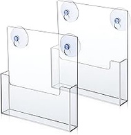 2 Pcs Acrylic Brochure Holder with Suction Cups Wall Mount 11 x 8.5 inch Window Clear Plastic Pamphl